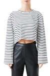 Grey Lab Stripe Crop Top In White/ Navy