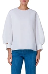 Akris Punto Deconstructed Cotton Poplin Top In Cream