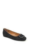 Gentle Souls By Kenneth Cole Sailor Buckle Flat In Black Suede