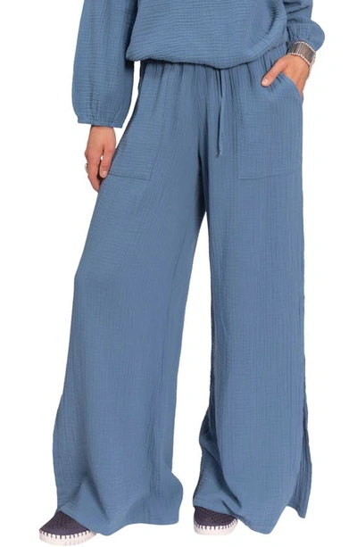 Everyday Ritual Riley Gauze Side-split Pants In Denim