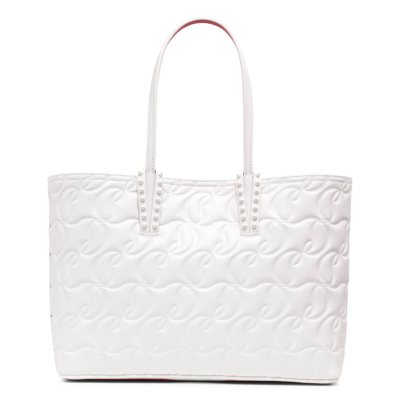 Christian Louboutin Cabata Small White Leather Bag In Bianco
