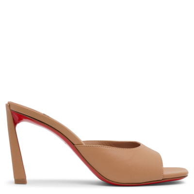 Christian Louboutin Condora 85 Beige Leather Mules In Yellow