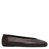 The Row Marion Leather Ballerina Loafers In Dark Brown