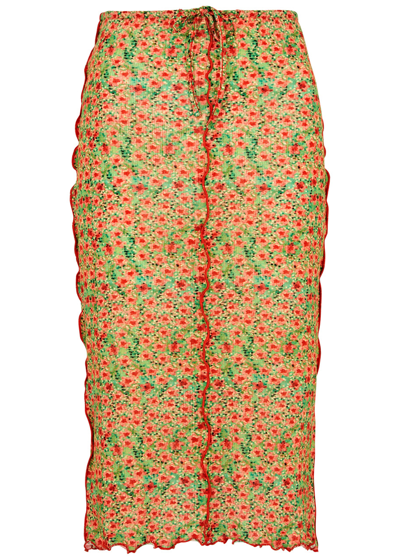 Siedres Joa Floral-print Jersey Midi Skirt In Multicoloured
