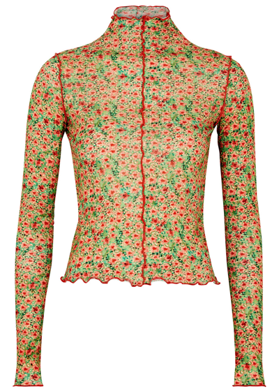 Siedres Nira Floral-print Jersey Top In Multicoloured