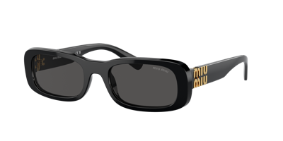 Miu Miu Logo Acetate Rectangular Sunglasses In Black