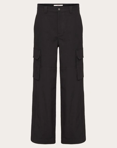 Valentino Stretch Cotton Canvas Cargo Trousers In Black