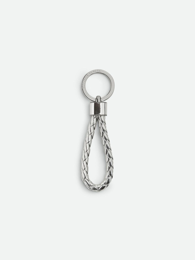 Bottega Veneta Intreccio Key Holder In Metallic