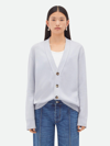 Bottega Veneta Classic Cashmere Cardigan With Intrec Patches In Grey