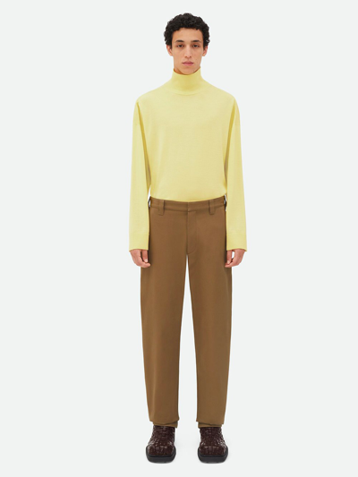 Bottega Veneta Tapered Trousers In Cotton Twill In Brown