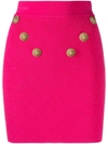 Balmain Lion-buttons Ribbed Mini Skirt In Pink & Purple