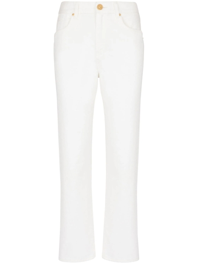 Balmain White Straight-cut Denim Jeans In Blanc