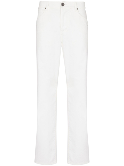 Balmain Straight Jeans With Embroidery In White