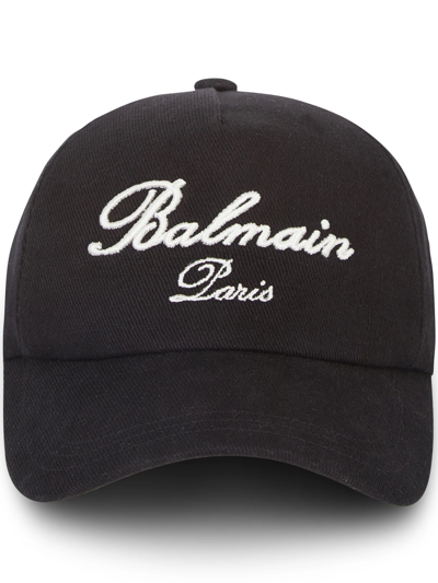 BALMAIN BASEBALL HAT WITH SIGNATURE EMBROIDERY