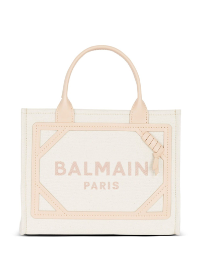 Balmain B-army Small Shopper Shoulder Bag In Nude & Neutrals