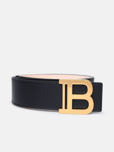 Balmain Black Leather Belt