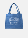 GANNI 'EASY' SHOPPING BAG IN BLUE RECYCLED COTTON