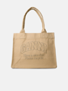 GANNI 'EASY' CREAM RECYCLED COTTON SHOPPING BAG