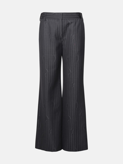 Off-white Pinstripe-pattern Virgin Wool-blend Trousers In Grey