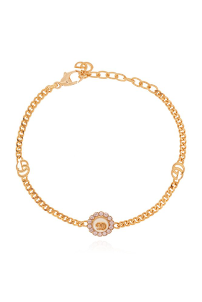 Gucci Gg Marmont Double G Flower Bracelet In Gold