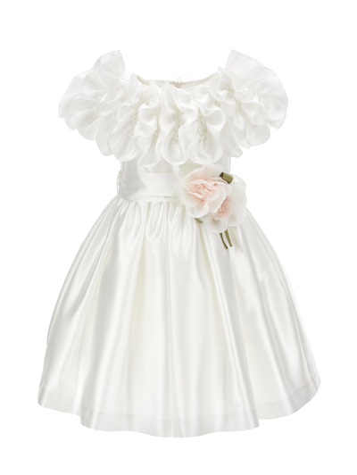 Monnalisa Kids'   Venice Satin Dress In Cream