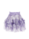 Monnalisa Printed Tulle Skirt In Cream + Wisteria