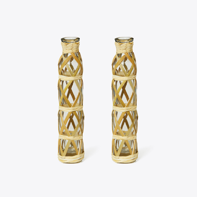 Tory Burch Basketweave Vase, Set Of 2 In Gold