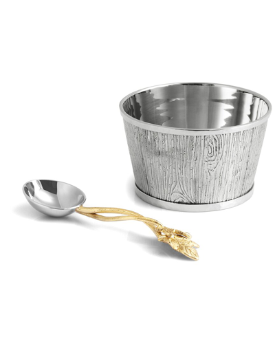 Michael Aram Ivy & Oak Nut Dish With Spoon In Metallic