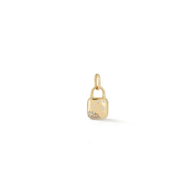 Dana Rebecca Designs Cynthia Rose Scattered Diamond Lock Charm In Yellow Gold