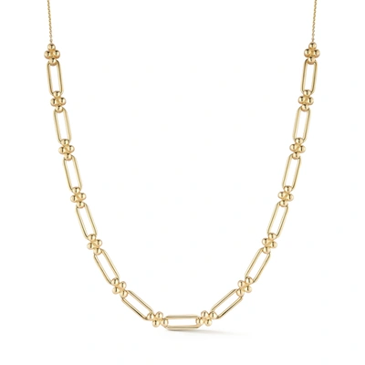 Dana Rebecca Designs Poppy Rae Pebble Link Station Necklace In Yellow Gold