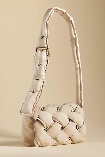 By Anthropologie Puffy Woven Crossbody Bag In Neutral