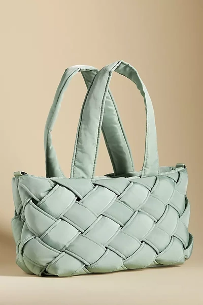 By Anthropologie Puffy Woven Tote In Mint
