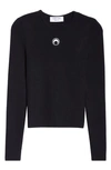 MARINE SERRE CORE EMBROIDERED MOON CUTOUT CREWNECK SWEATER