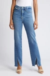 Good American Good Boy Twisted Slit Raw Hem Jeans In Indigo584