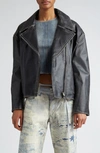 ACNE STUDIOS LILKET DISTRESSED LEATHER MOTO JACKET