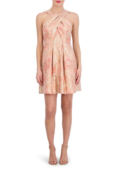 Vince Camuto Women's Jacquard Fit & Flare Halter Dress In Coral