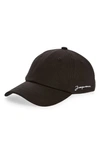 Jacquemus La Casquette Logo Adjustable Baseball Cap In Black