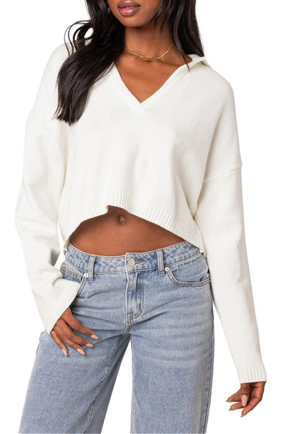 Edikted Women's Marcie Oversize Cropped Sweater In Cream