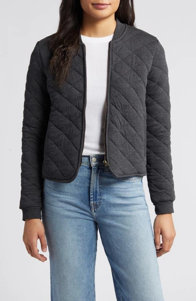 Marine Layer Updated Corbet Quilted Bomber Jacket In Heather Grey