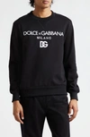 DOLCE & GABBANA EMBROIDERED LOGO COTTON FRENCH TERRY GRAPHIC SWEATSHIRT