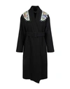 STELLA MCCARTNEY STELLA MCCARTNEY FLORAL-PRINT BELTED COAT WOMAN COAT BLACK SIZE 4-6 WOOL