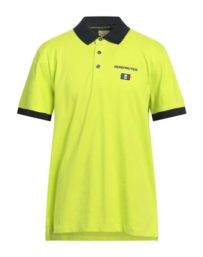 Aeronautica Militare Man Polo Shirt Acid Green Size Xl Cotton, Elastane