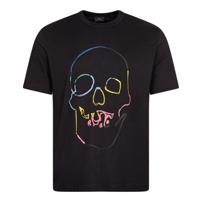 Paul Smith Linear Skull T-shirt In Black