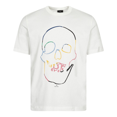 Paul Smith Linear Skull T-shirt In Cream