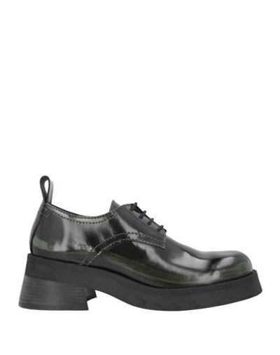 Miista Woman Lace-up Shoes Black Size 10.5 Leather