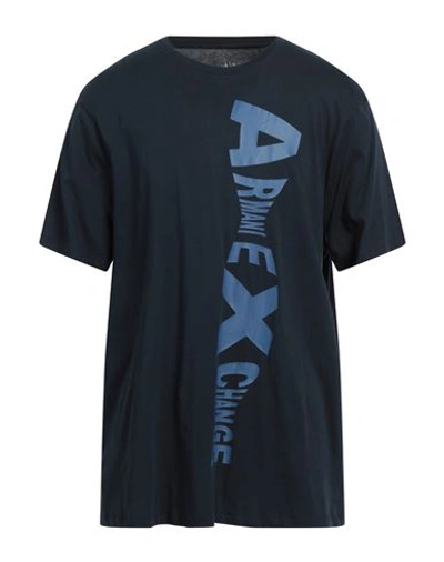 Armani Exchange Man T-shirt Midnight Blue Size Xxl Cotton In Blue
