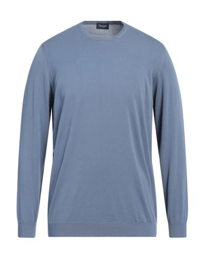 Drumohr Man Sweater Pastel Blue Size 42 Cotton