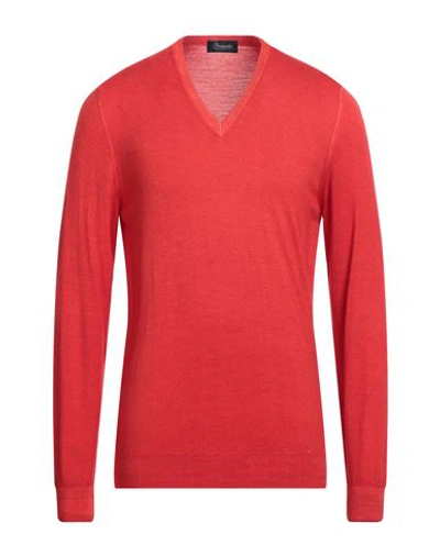 Drumohr Man Sweater Red Size 38 Super 140s Wool