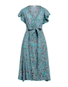 Poupette St Barth Woman Midi Dress Turquoise Size L Cotton In Blue