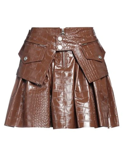 Trussardi Woman Mini Skirt Brown Size 6 Polyester, Polyurethane Resin